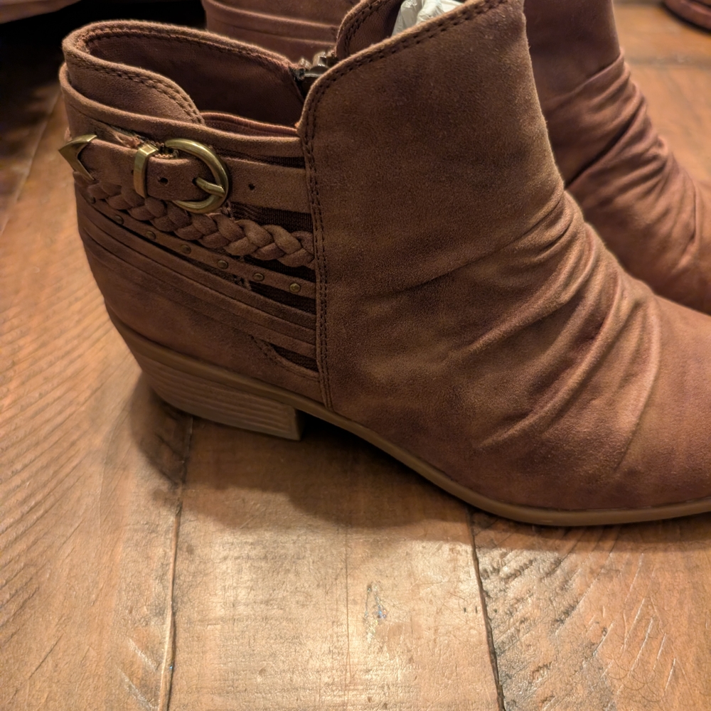 BareTraps Brown Ankle Booties with Braided Strap